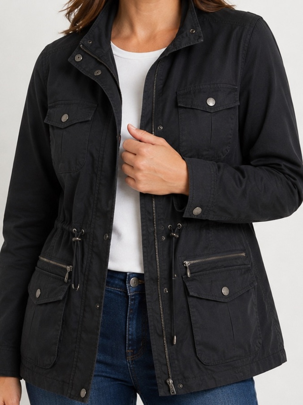 L.L.Bean Women’s Fleece Lined Utility Field Jacket Black Size Large